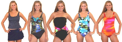 Girl in 5 swim suits